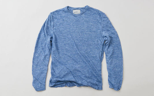 リネンニット 長袖二重プルオーバー｜メンズ｜ライトブルー