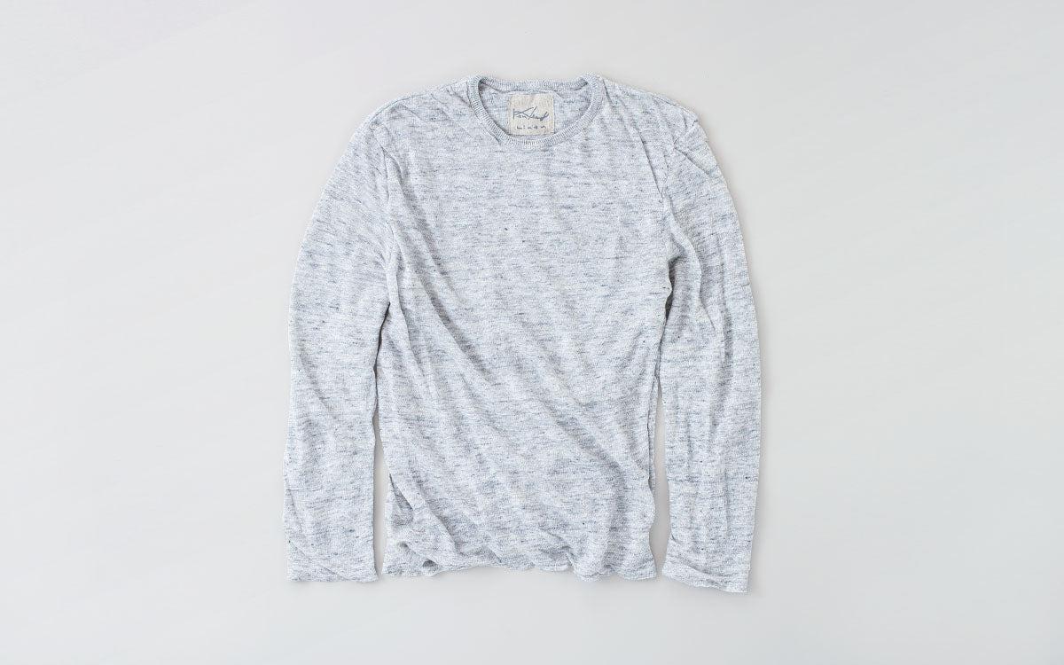 リネンニット 長袖二重プルオーバー｜メンズ｜ライトグレー