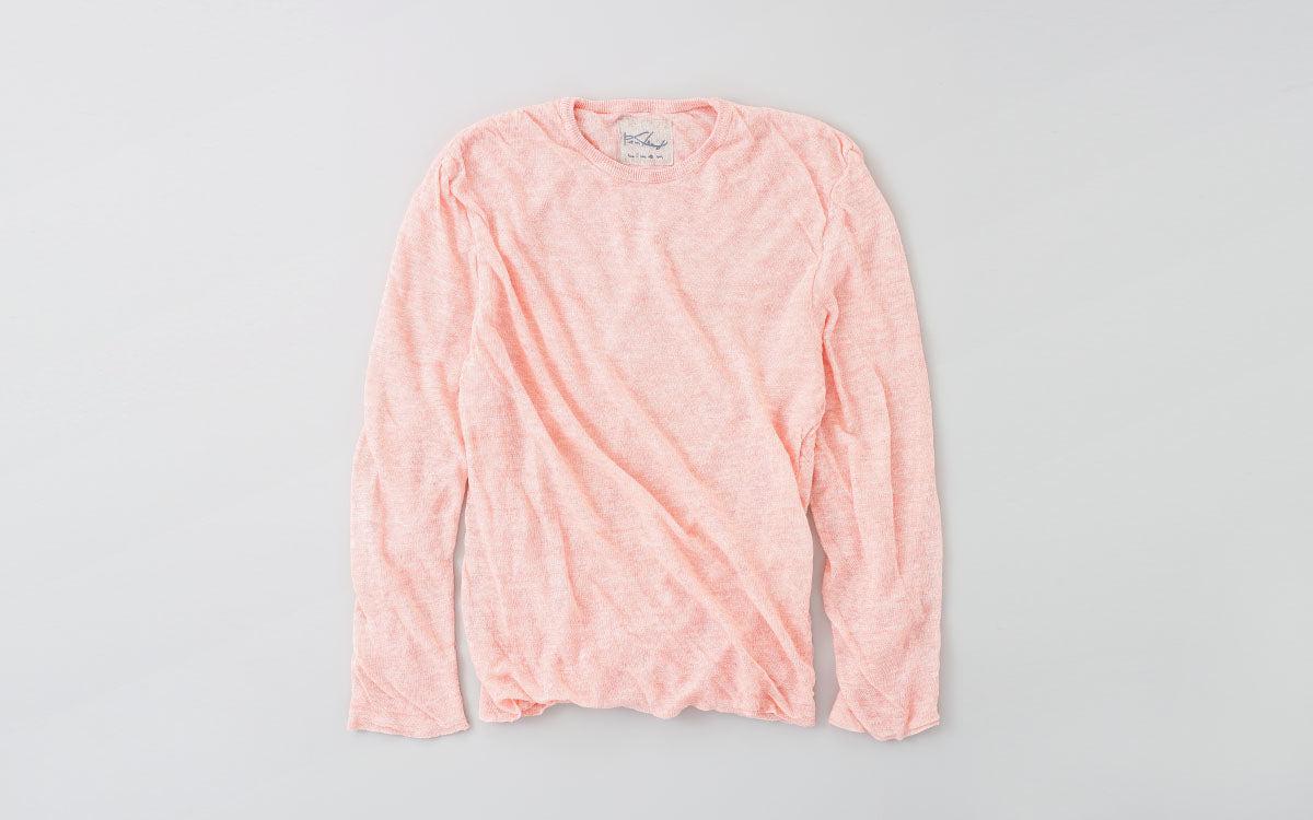 リネンニット 長袖二重プルオーバー｜メンズ｜ライトピンク