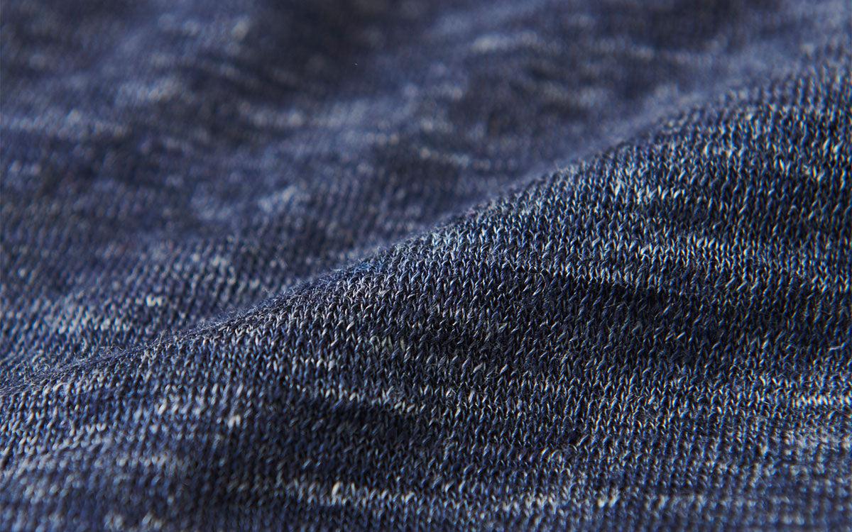 リネンニット 長袖二重プルオーバー｜レディース｜杢ネイビー