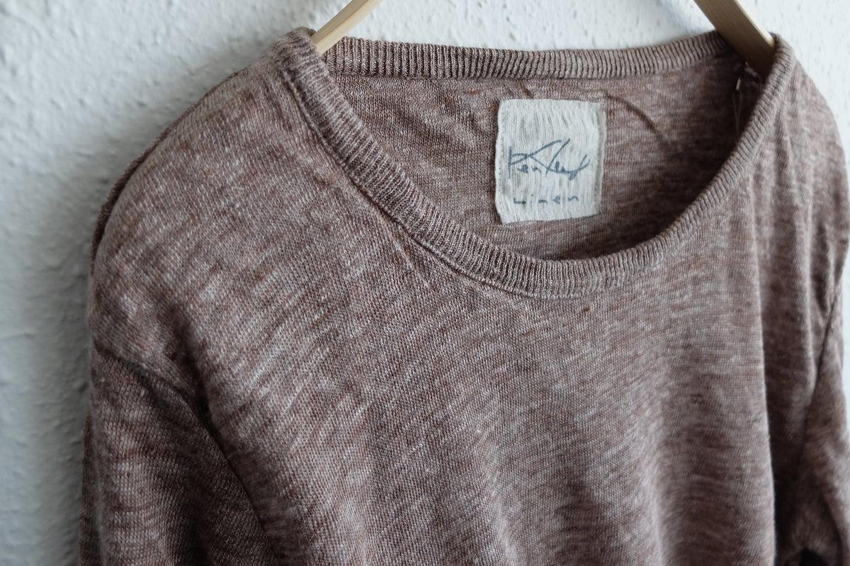 リネンニット 長袖二重プルオーバー｜レディース｜ブラウン