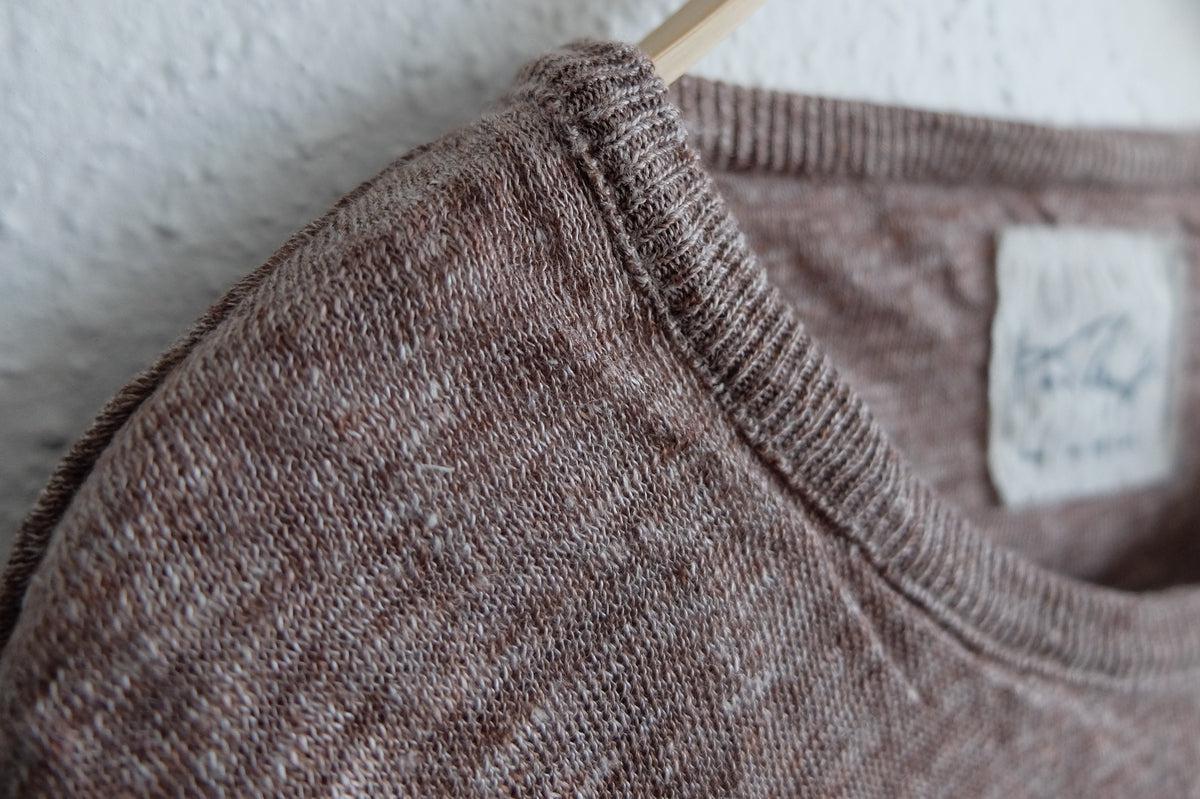 リネンニット 長袖二重プルオーバー｜レディース｜ブラウン