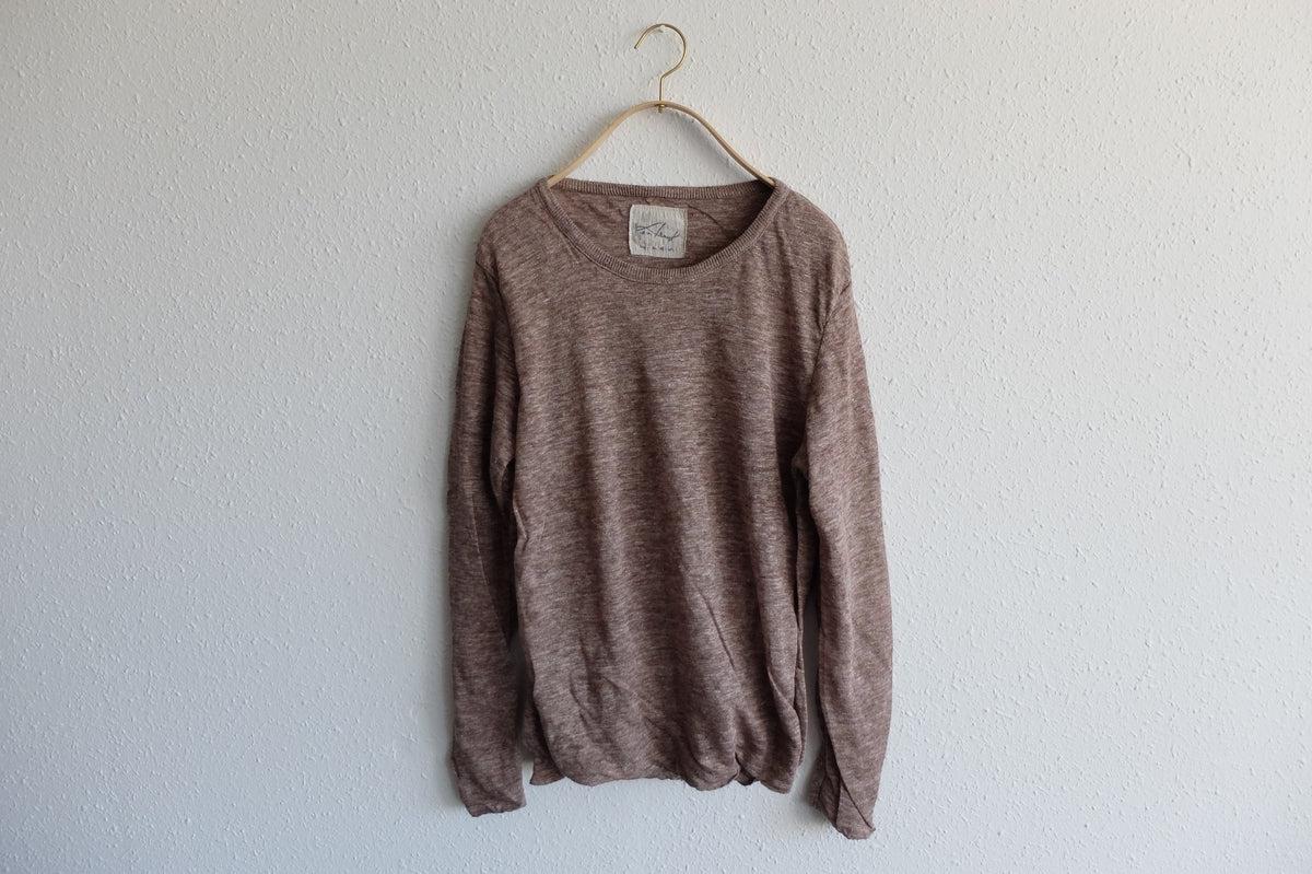 リネンニット 長袖二重プルオーバー｜レディース｜ブラウン
