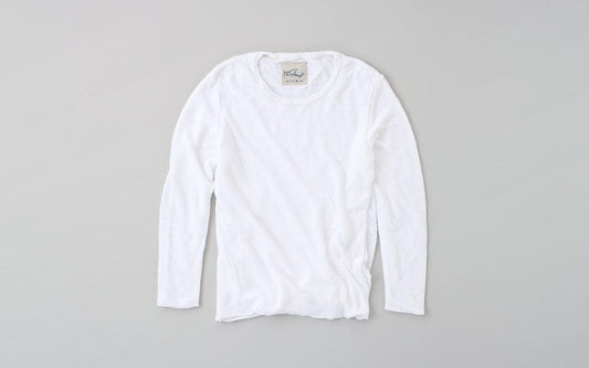 リネンニット 長袖二重プルオーバー｜レディース｜ホワイト