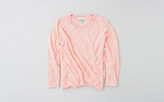 リネンニット 長袖二重プルオーバー｜レディース｜ライトピンク
