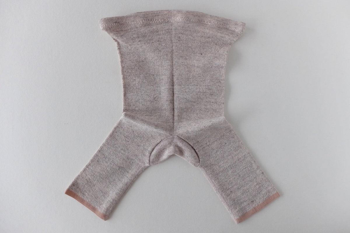 リネンニット マチ付きショートレギンス｜ベージュ