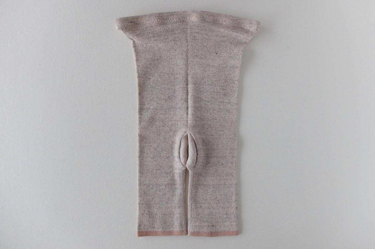 リネンニット マチ付きショートレギンス｜ベージュ