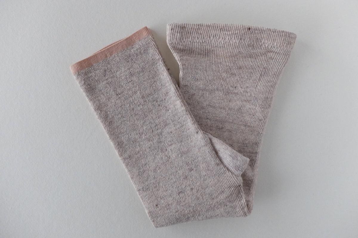 リネンニット マチ付きショートレギンス｜ベージュ