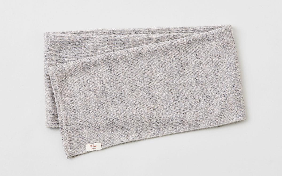 リネンニット ストライプフェイスタオル｜グレー×ナチュラル