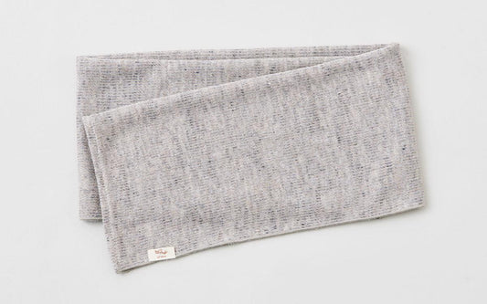 リネンニット ストライプフェイスタオル｜グレー×ナチュラル