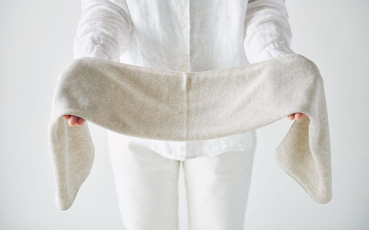 リネンニット ストライプフェイスタオル｜ネイビー×ホワイト