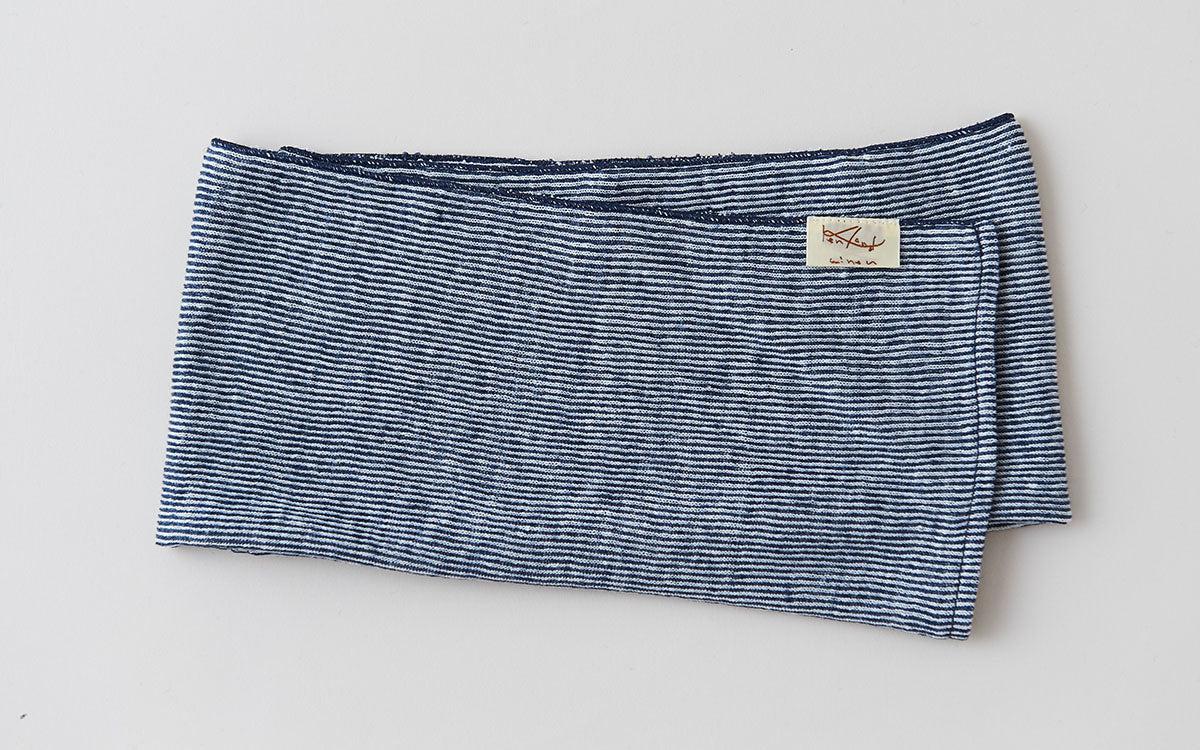 リネンニット ストライプフェイスタオル｜ネイビー×ホワイト