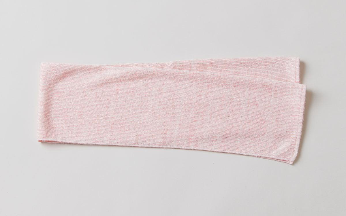 リネンニット ストライプフェイスタオル｜ピンク×ホワイト