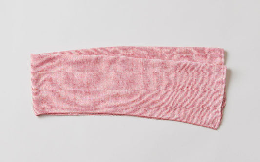 リネンニット ストライプフェイスタオル｜レッド×ホワイト