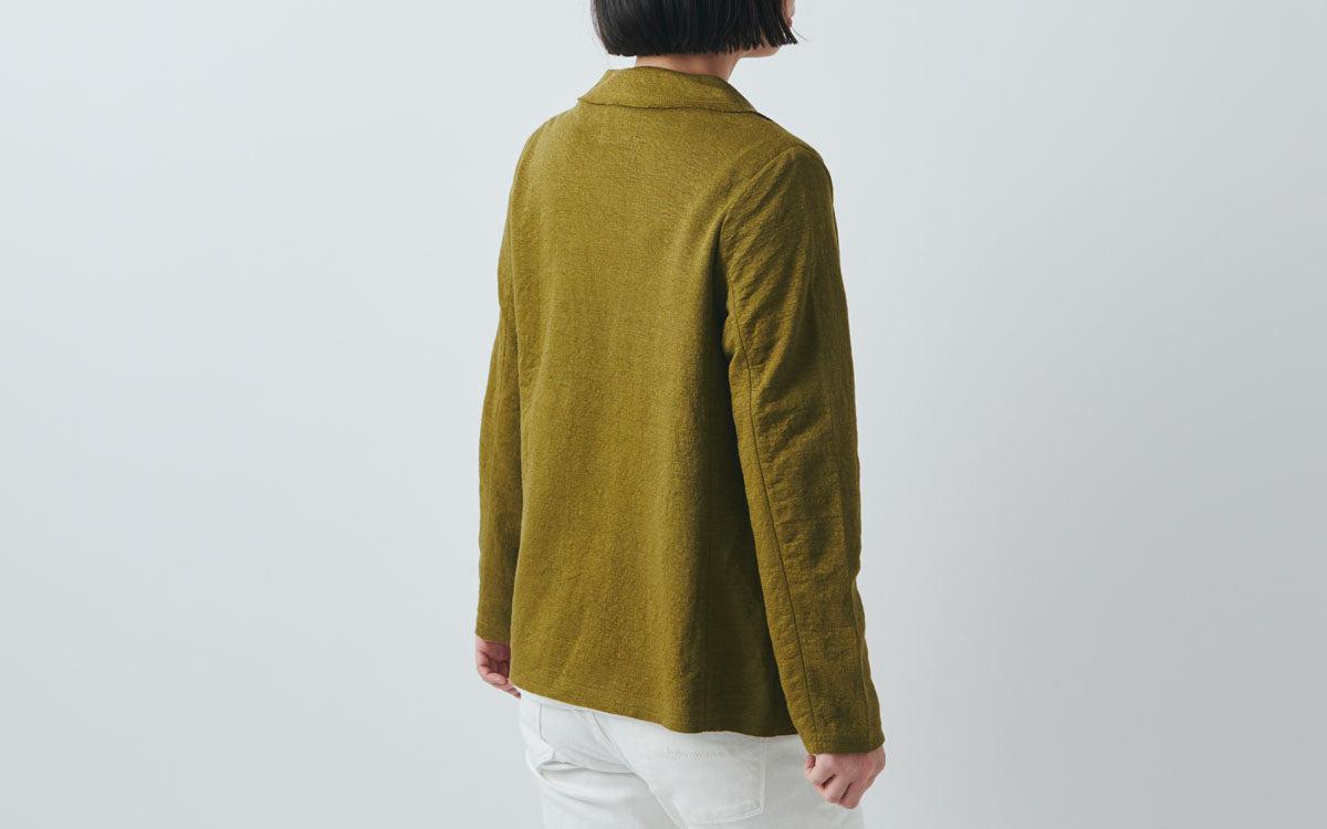 リネンニット ジャケット｜レディース｜モスグリーン