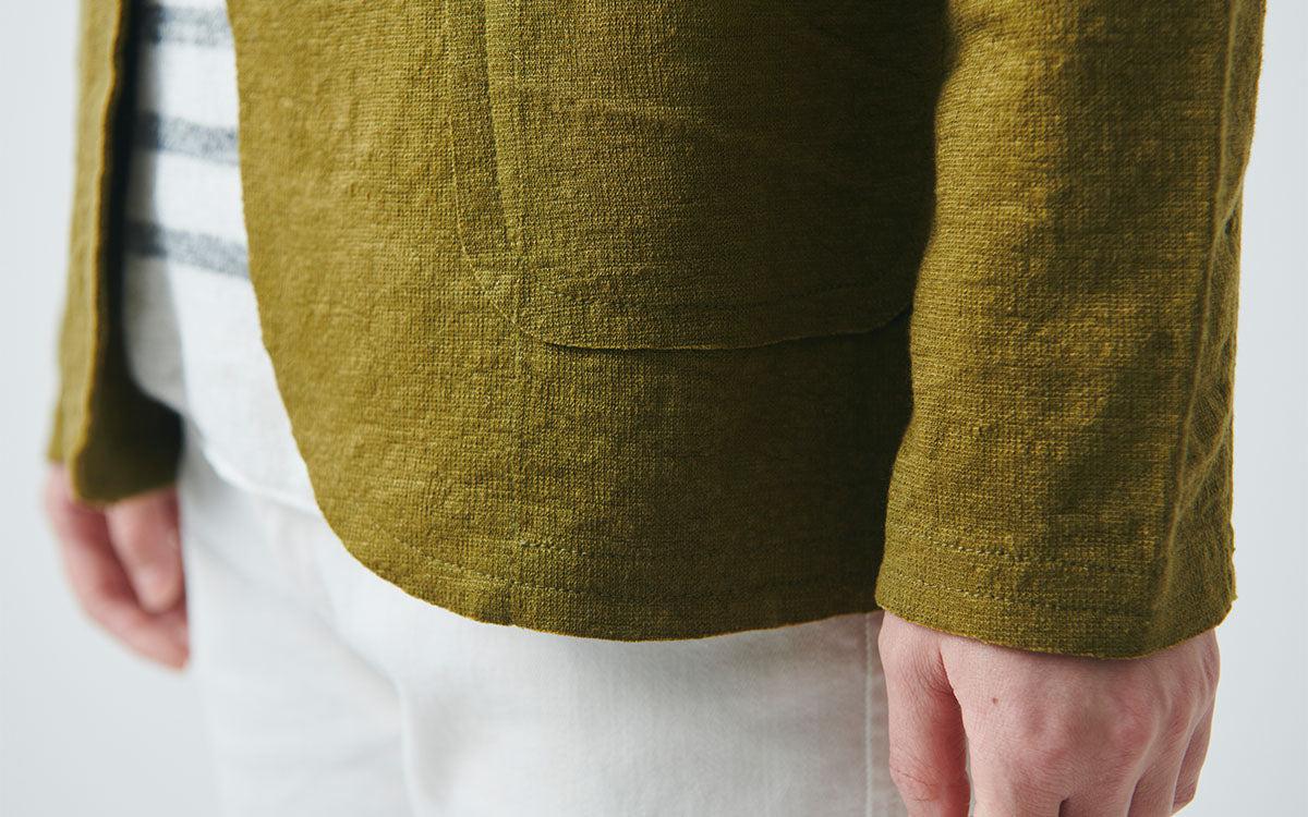 リネンニット ジャケット｜レディース｜モスグリーン