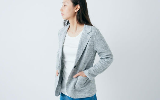 リネンニット ジャケット｜レディース｜ライトグレー