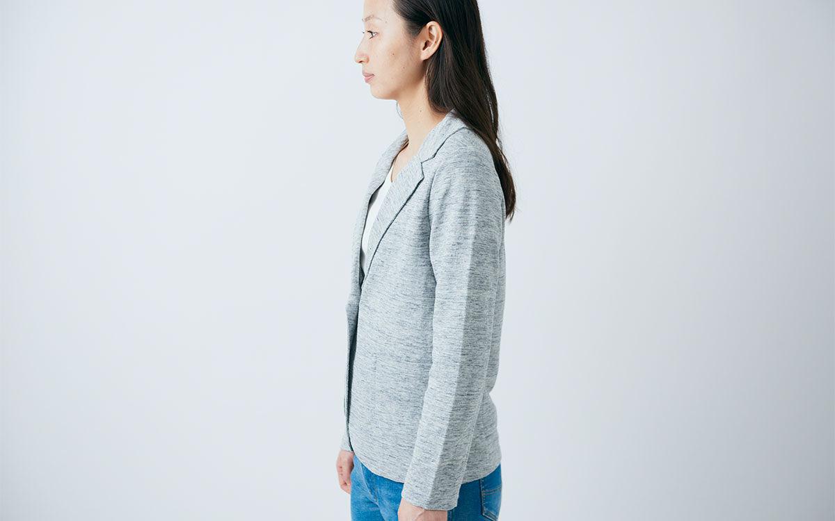 リネンニット ジャケット｜レディース｜ライトグレー