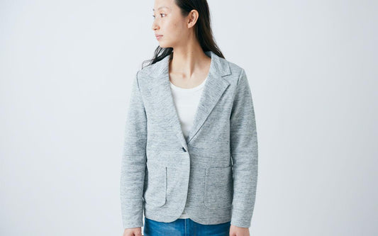 リネンニット ジャケット｜レディース｜ライトグレー