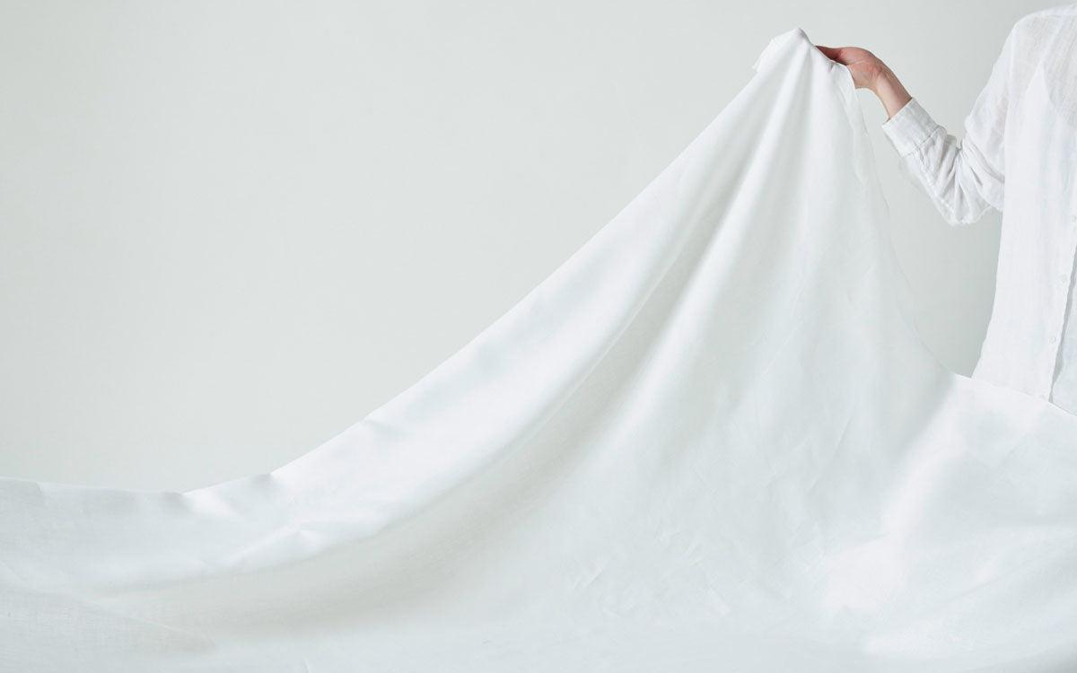 【再入荷】リネンのフラットシーツ 平織・白・中厚