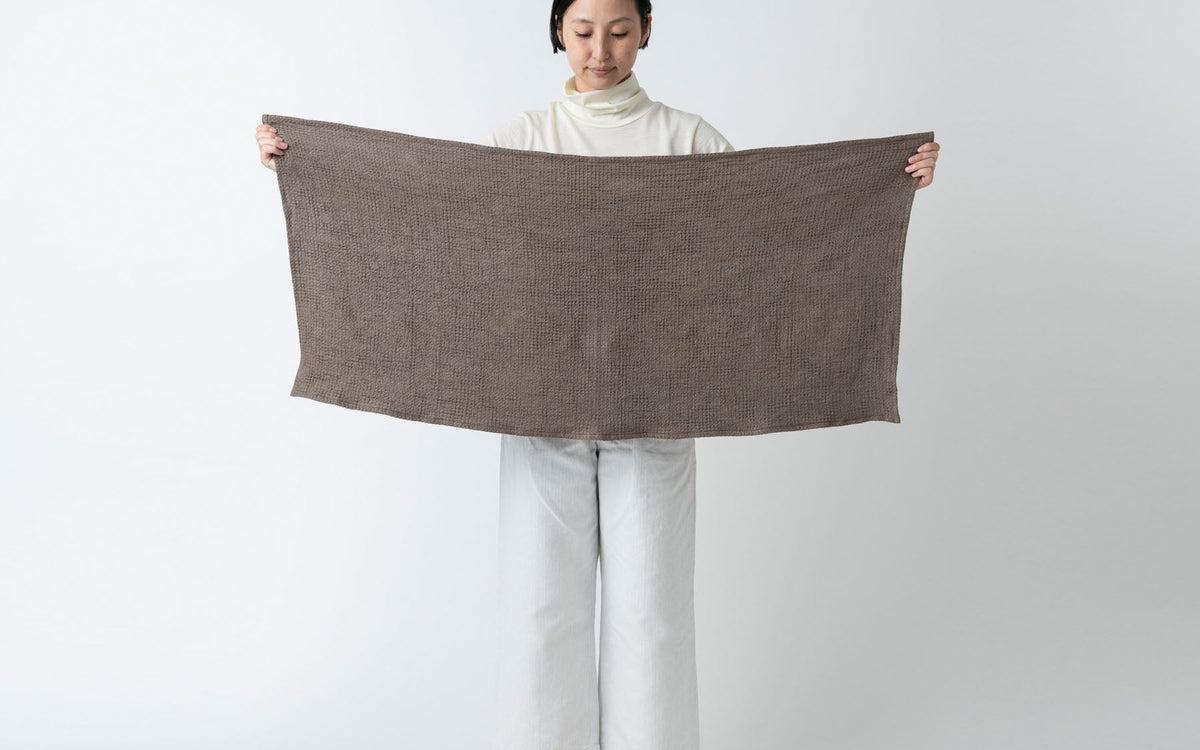 リネンワッフル 小さなバスタオル ブラウン