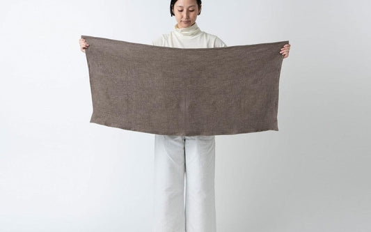 リネンワッフル 小さなバスタオル ブラウン