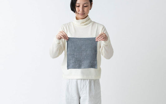 リネンワッフル ミニタオル グレー