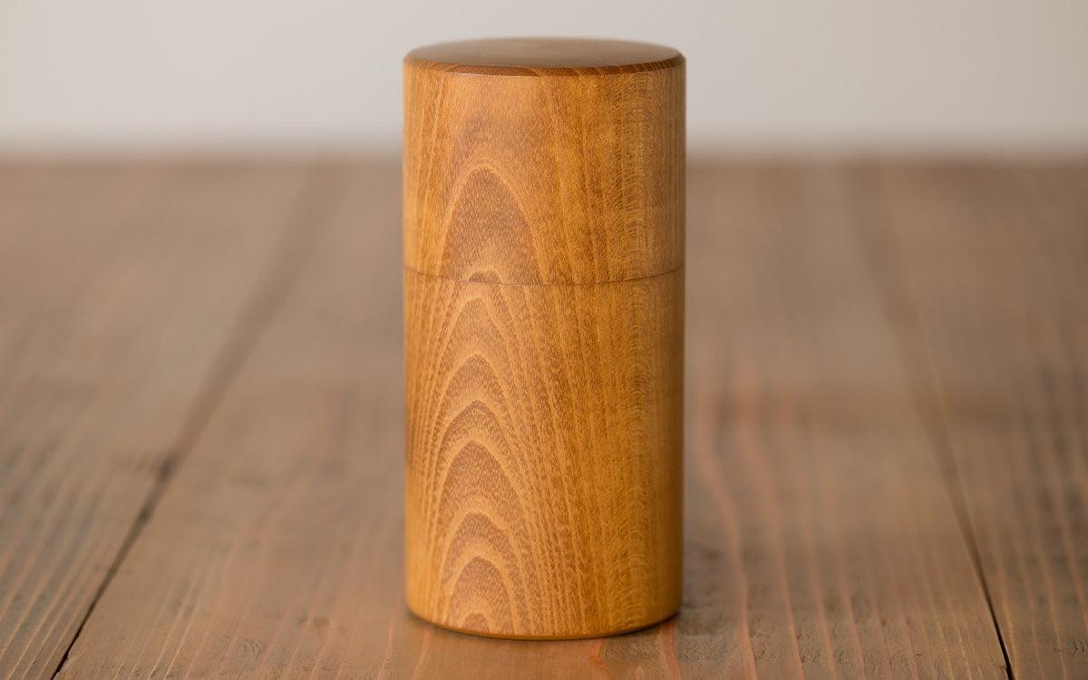 ろくろ挽きの桑の木の茶筒（大）