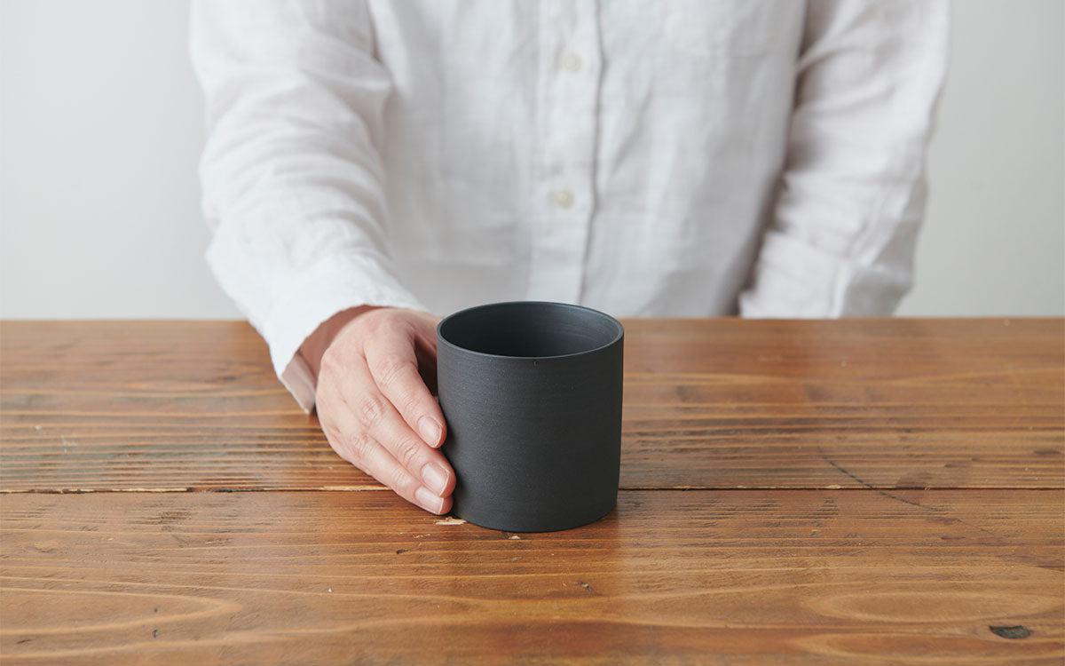 タンブラー 円柱 白練 焼締め