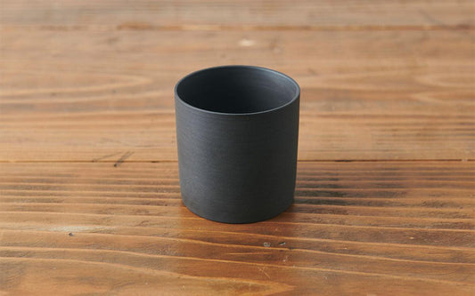 タンブラー 円柱 黒練 焼締め