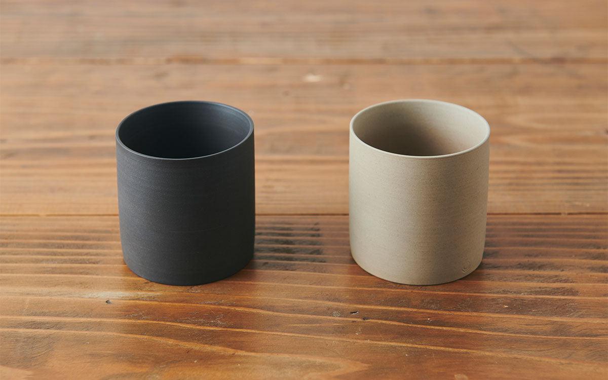 タンブラー 円柱 黒練 焼締め