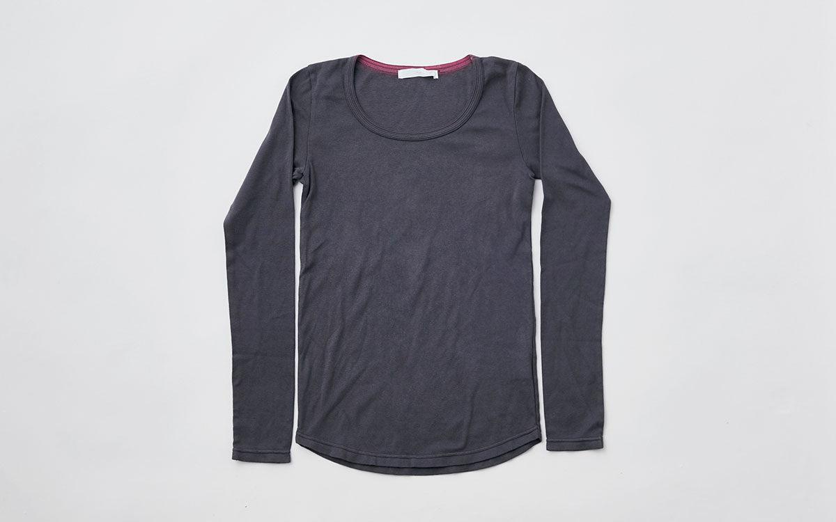 yohaku 5本針長袖カットソー｜チャコール｜レディース