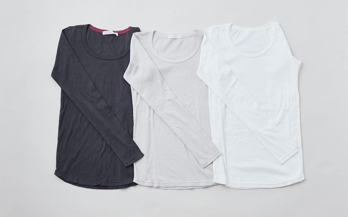 yohaku 5本針長袖カットソー｜ライトグレー｜レディース