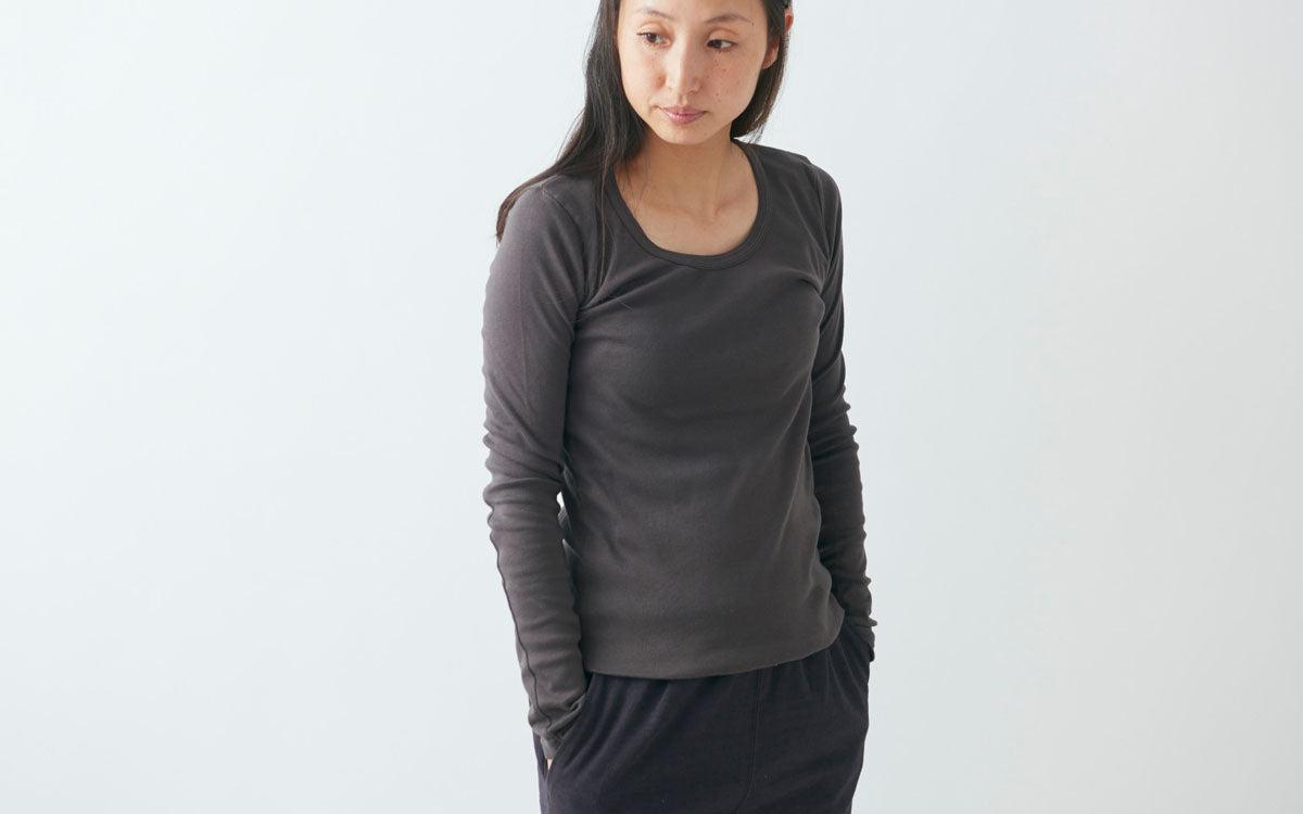 yohaku 5本針長袖カットソー｜ライトグレー｜レディース