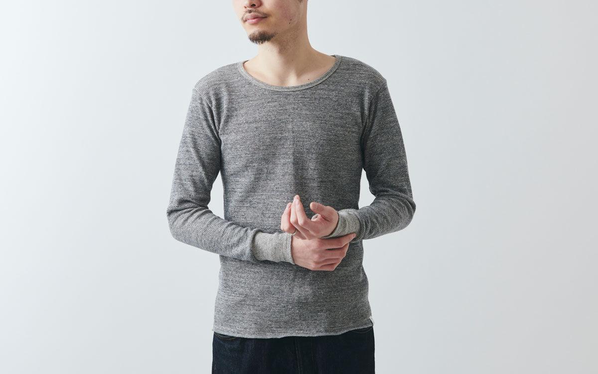 yohaku 茶綿サーマル長袖｜ブラック｜unisex4size