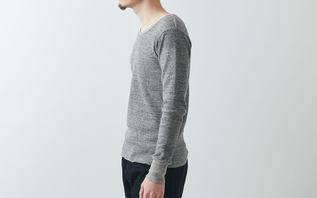 yohaku 茶綿サーマル長袖｜チャコール｜unisex4size