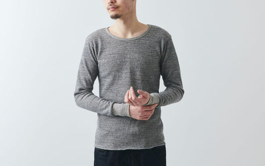 yohaku 茶綿サーマル長袖｜チャコール｜unisex4size