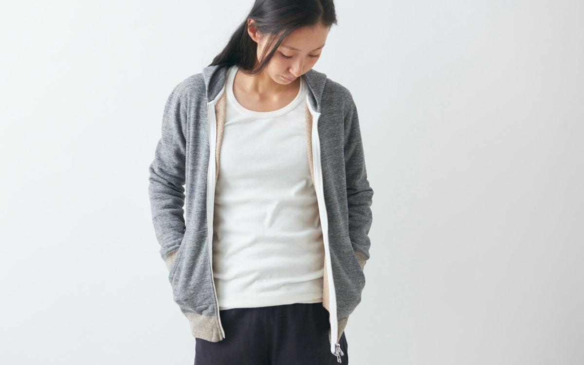 yohaku 茶綿ジップパーカー｜チャコール｜unisex4size