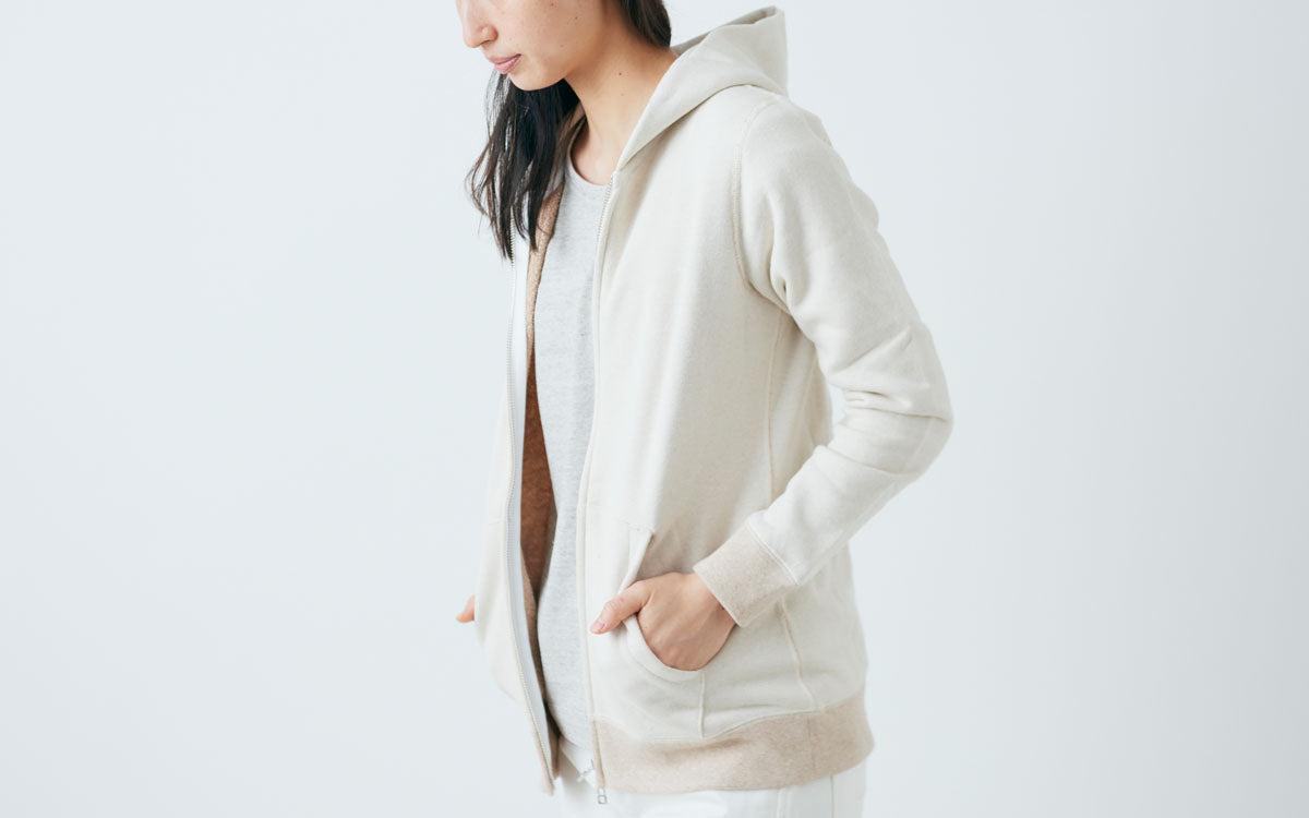 yohaku 茶綿ジップパーカー｜キナリ｜unisex4size